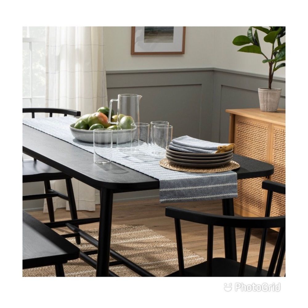 hearth & hand dobby woven rib stripe table runner